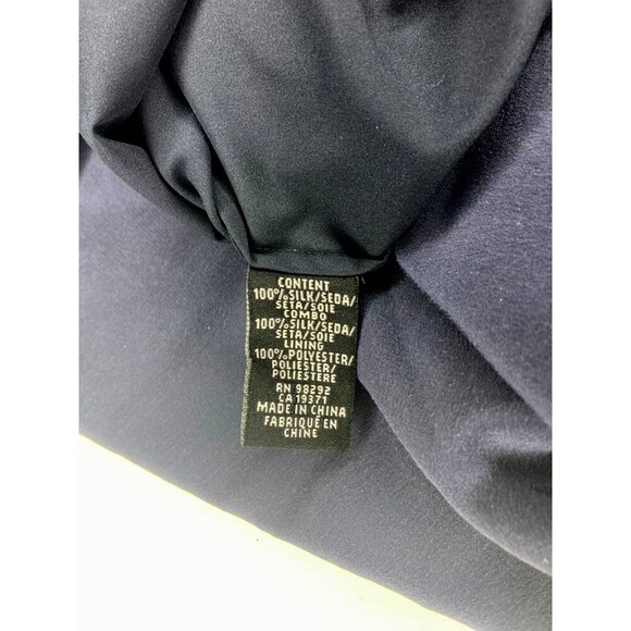 TIBI Dress Women Size 2 Navy Blue 100% Silk Long Sleeve Ruffle Detail Keyhole - Picture 3 of 5